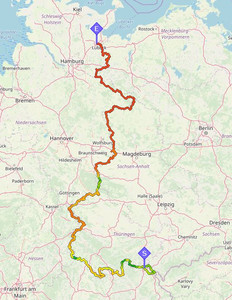 Hof bis Lübeck 1375 km